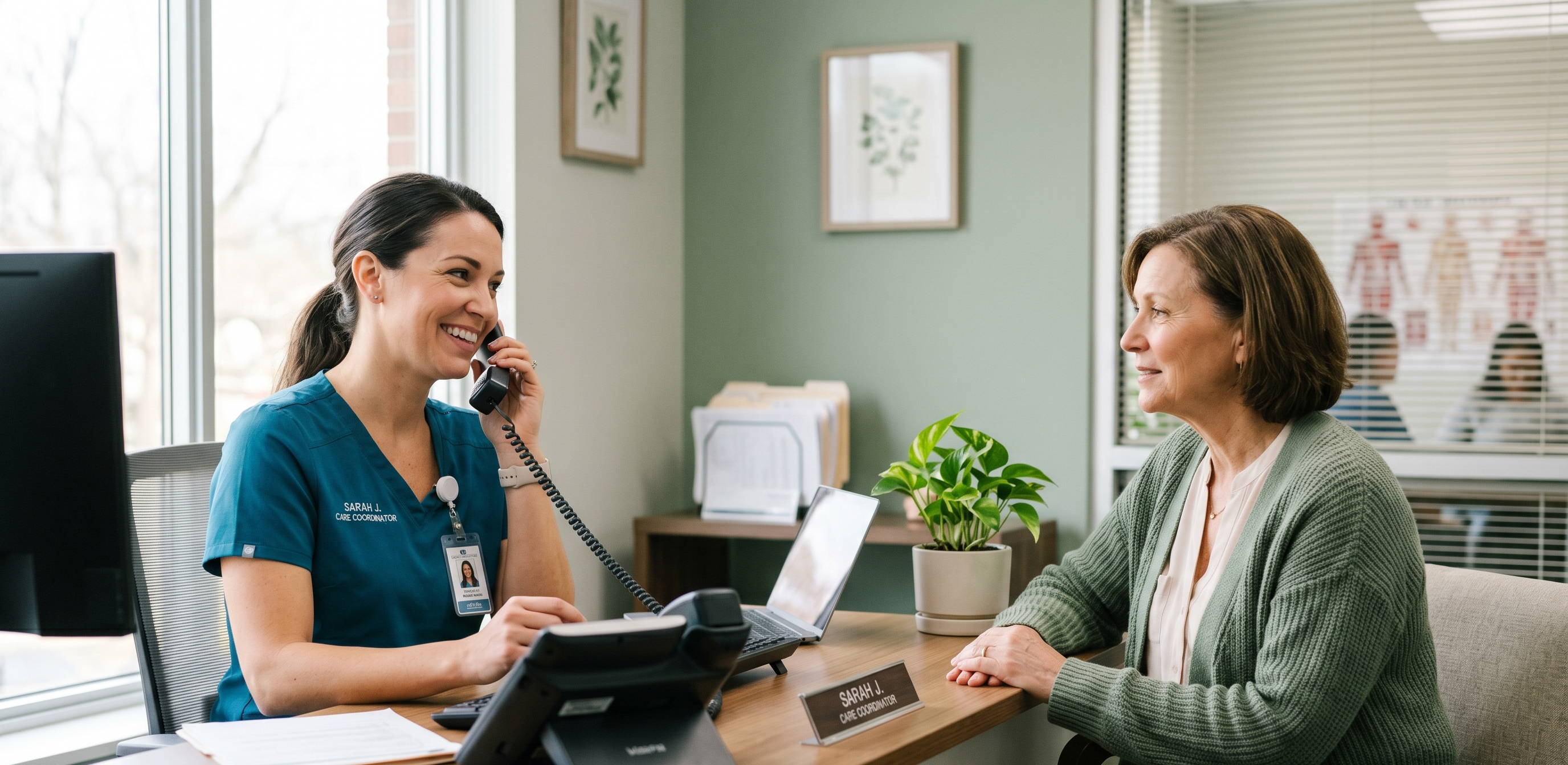 Care coordinator on a phone call with a patient
